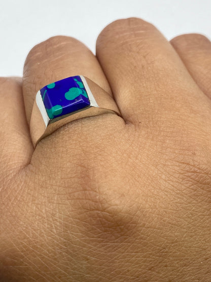 Anillo de Plata 925 con Piedra Azul — Engaste a Mano — foto 6