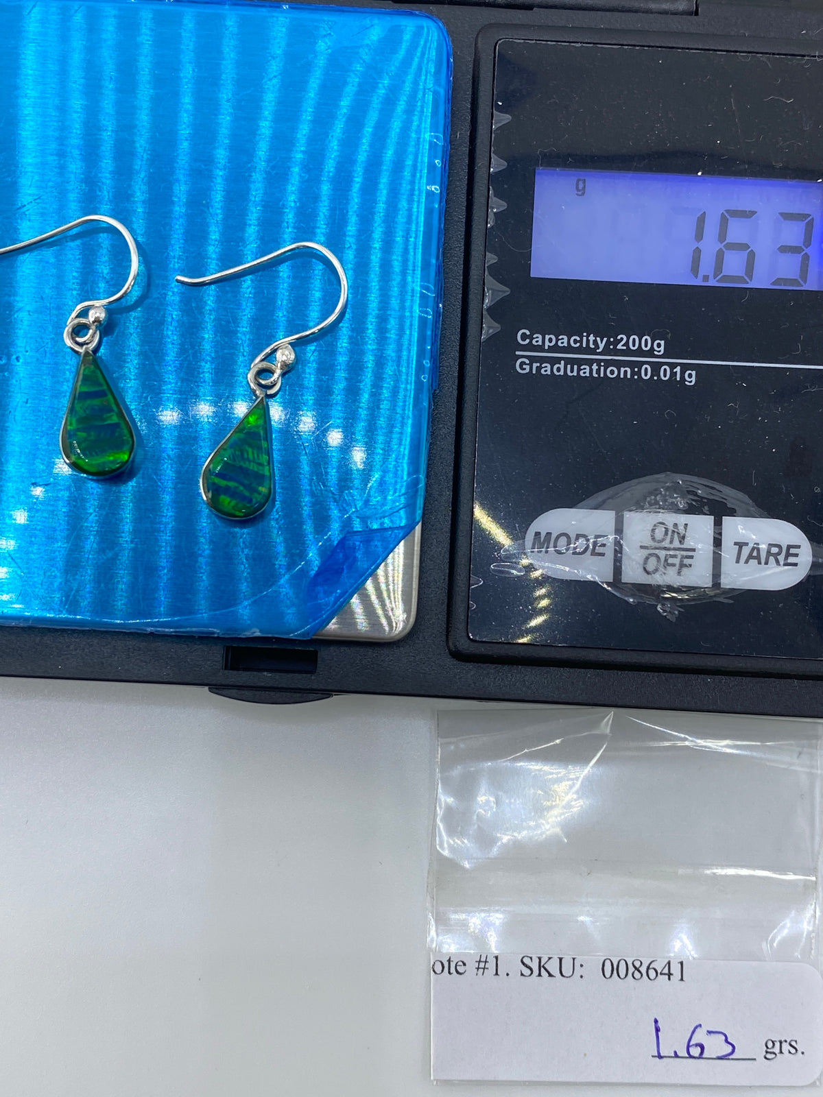 Aretes de Plata con Ópalo de Fuego Verde — Taxco 950 — foto 6
