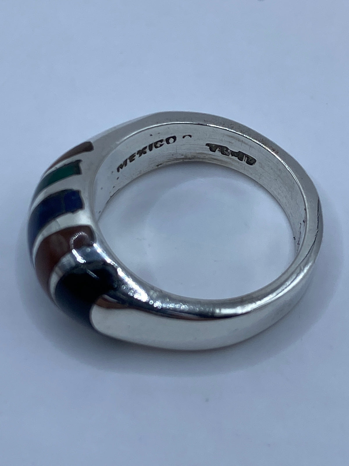 Anillo de Plata Multicolor con Malaquita, Lapislázuli y Ónix — Taxco 925 — foto 5