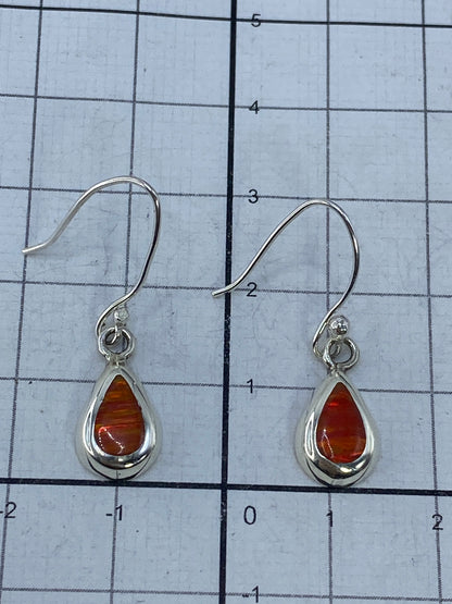 Aretes de plata grabados con Quinto 925, vista frontal del par