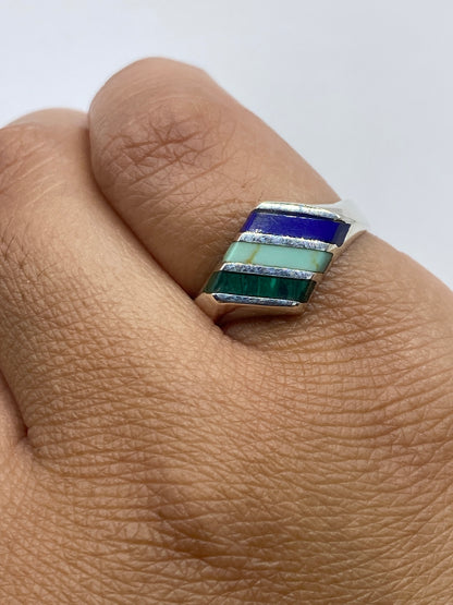 Anillo de Plata 925 Turquesa y Malaquita — Taxco — foto 6