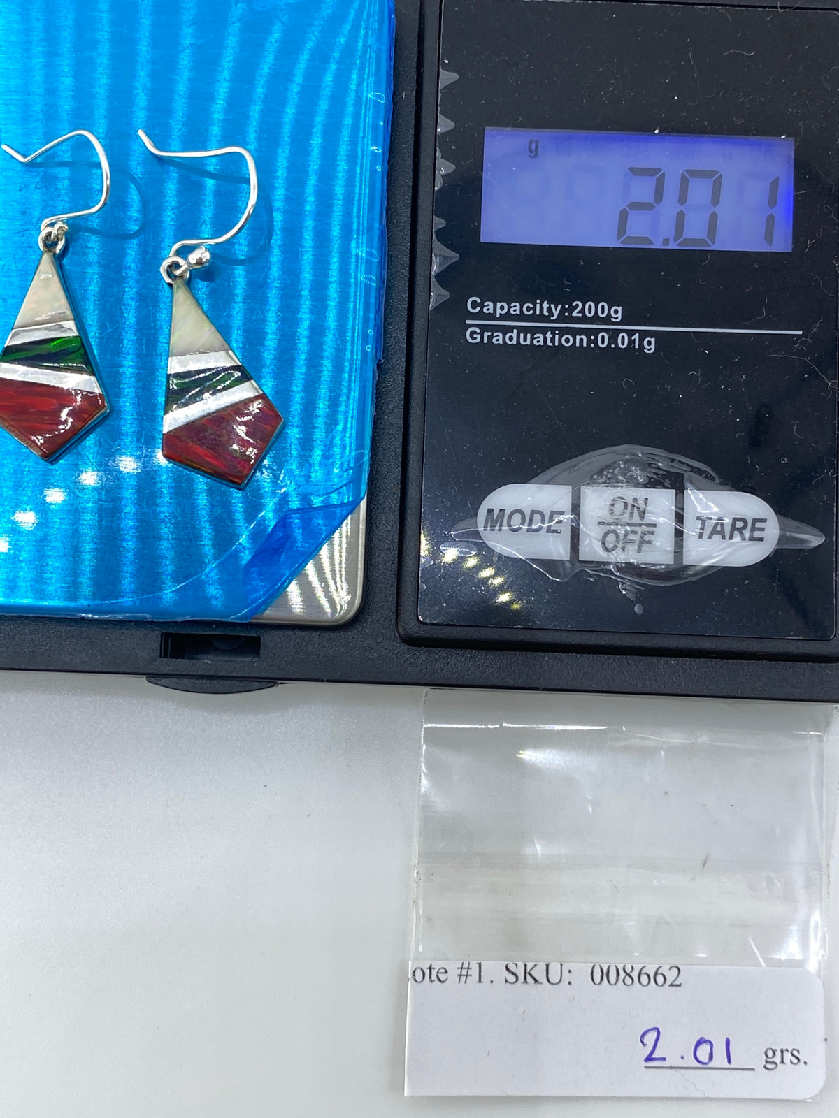 Aretes de Plata 950 con Ópalo de Fuego Multicolor — Taxco — foto 6