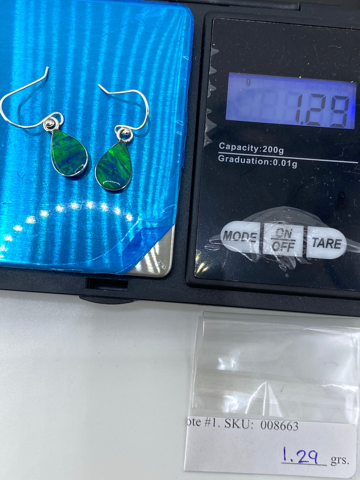Aretes de Plata con Opalo de Fuego Verde — Taxco 925 — foto 6