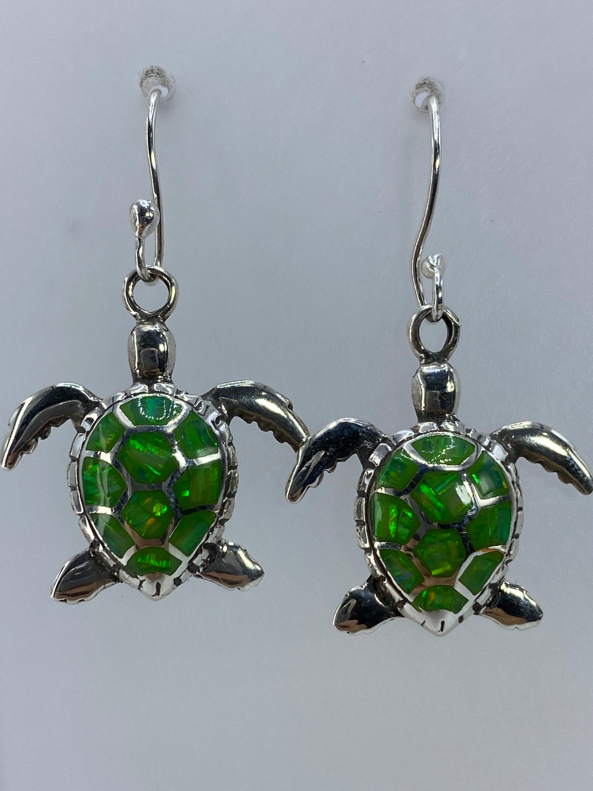 Aretes de tortuga vistos en escala métrica, largo 3.1 cm cada uno
