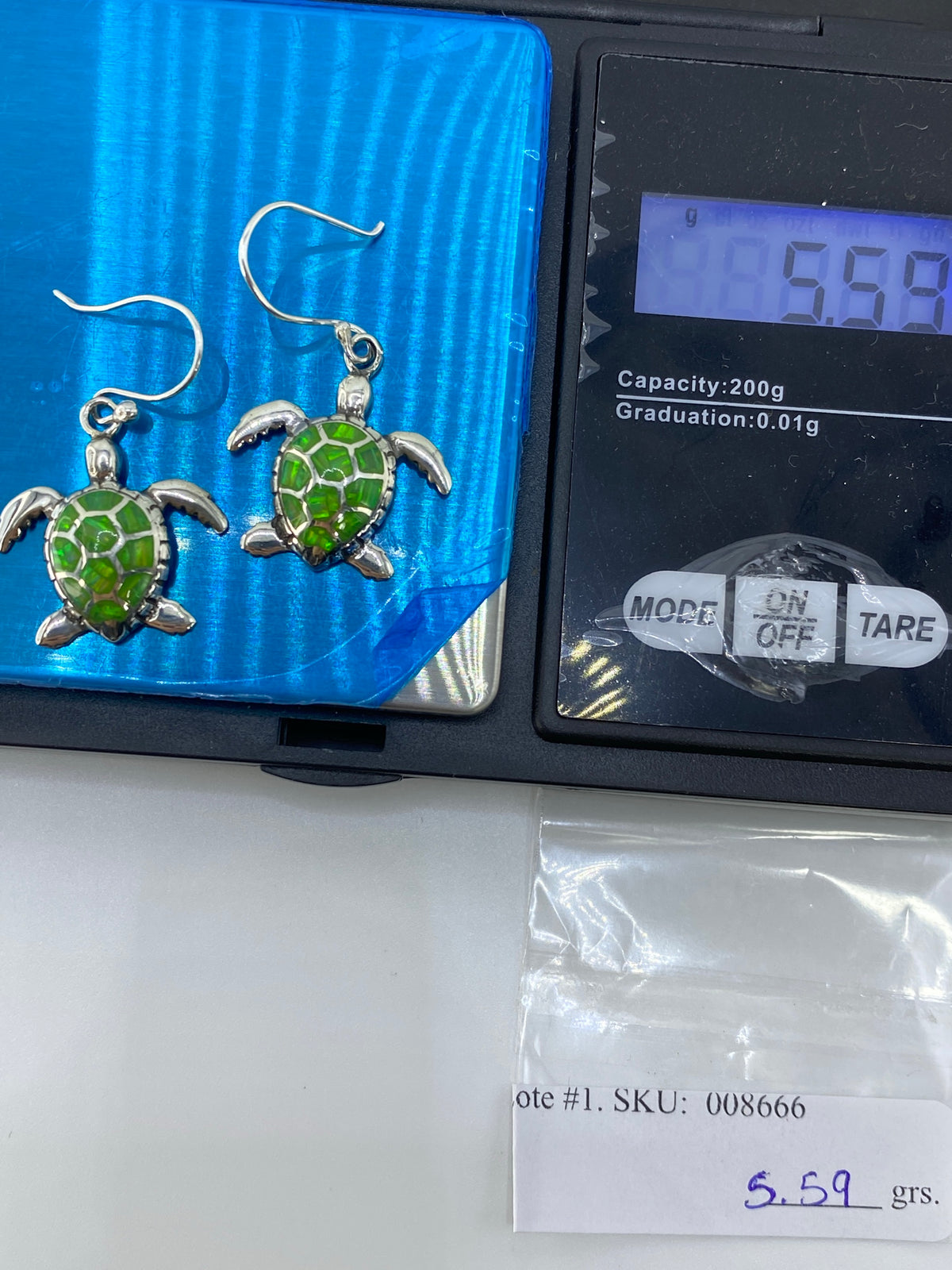 Aretes de Plata Tortuga Marina con Ópalo de Fuego — foto 6