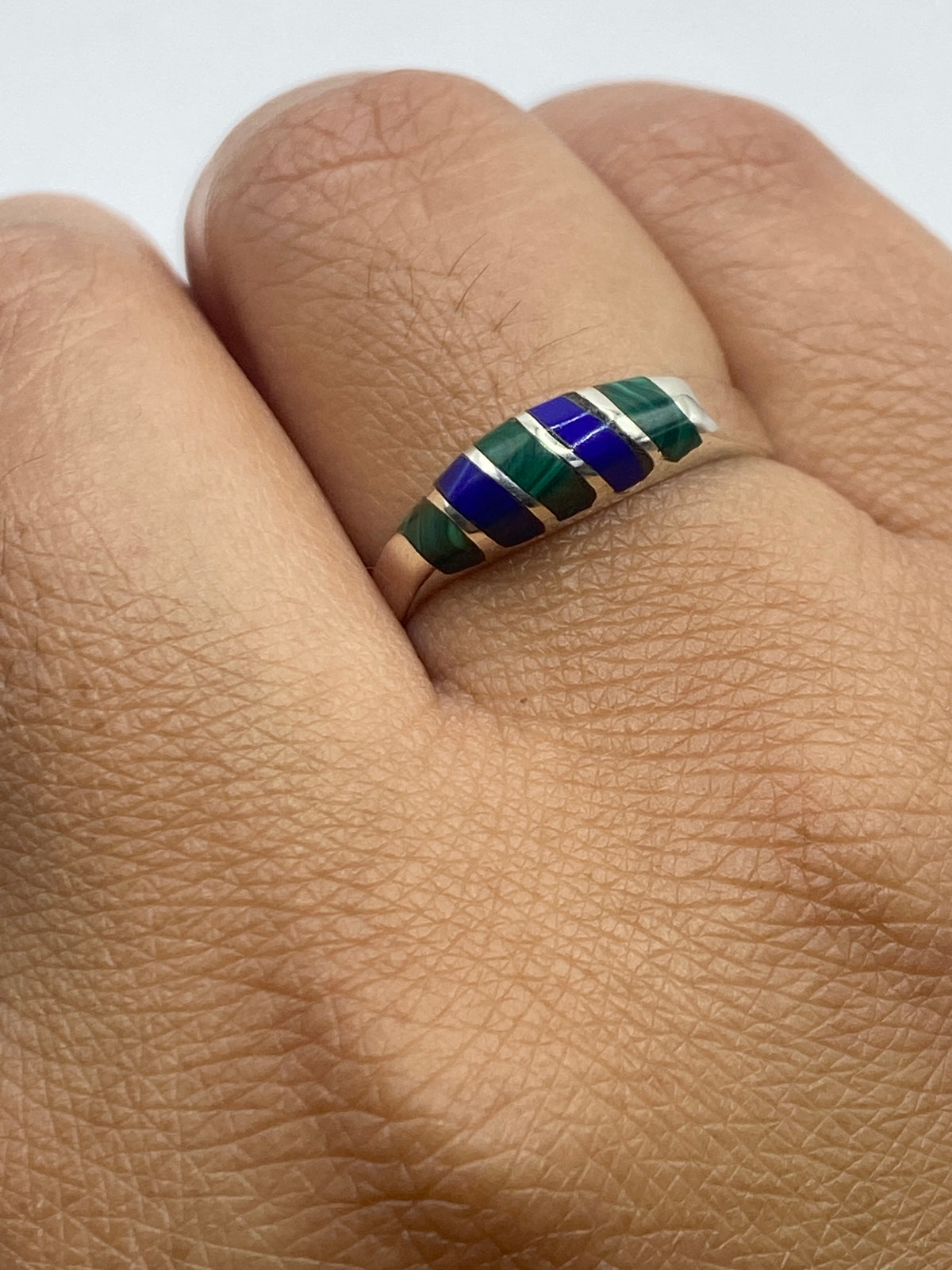 Anillo de Plata con Malaquita y Lapislázuli — Taxco 925 — foto 6