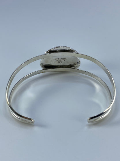 Brazalete de Plata Rígido con Coral Rojo — Taxco 925 — foto 5