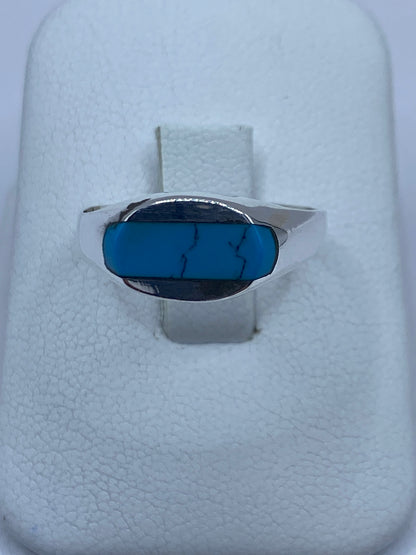 Anillo de plata 925 con turquesa azul cielo engastada a mano