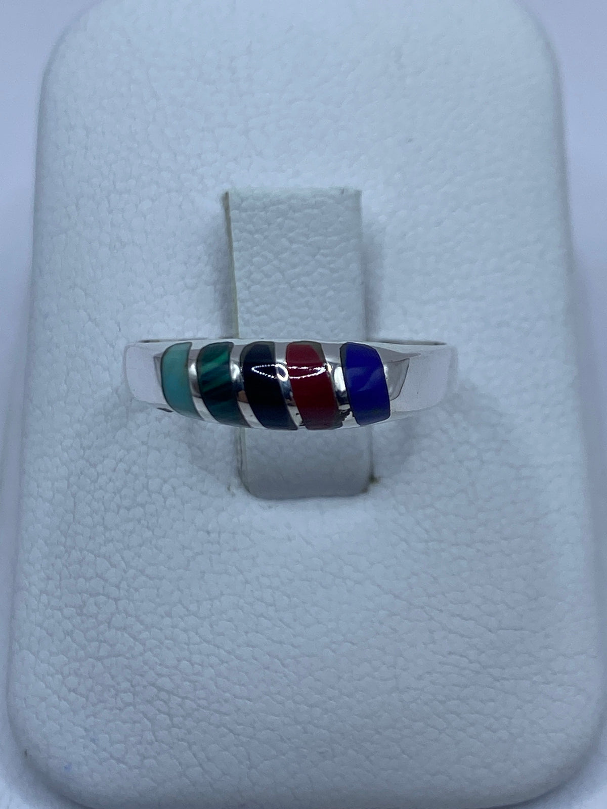 Anillo de Plata con Turquesa, Malaquita, Ónix y Coral — Taxco 925 — foto 1
