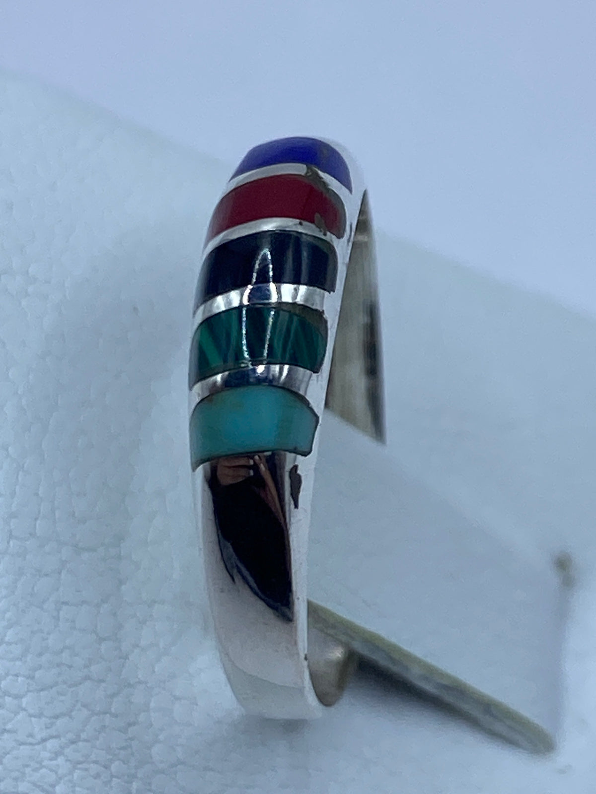 Anillo de Plata con Turquesa, Malaquita, Ónix y Coral — Taxco 925 — foto 3