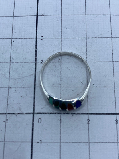 Anillo de Plata con Turquesa, Malaquita, Ónix y Coral — Taxco 925 — foto 4