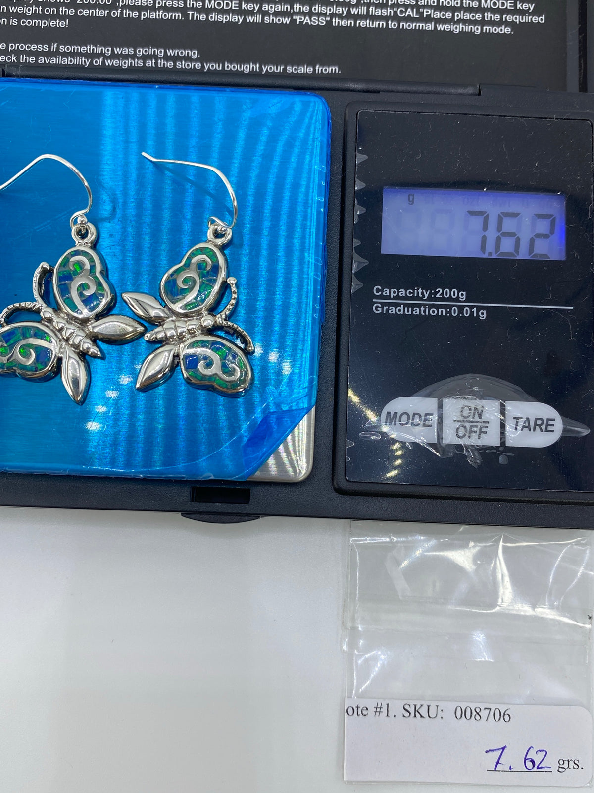 Aretes Plata 950 Floral con Ópalo de Fuego Verde — foto 6