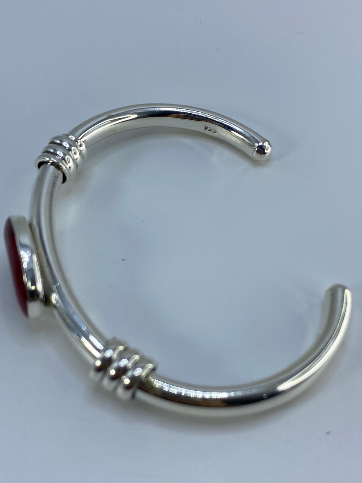 Brazalete de Plata con Coral Rojo — Taxco 925 — foto 5