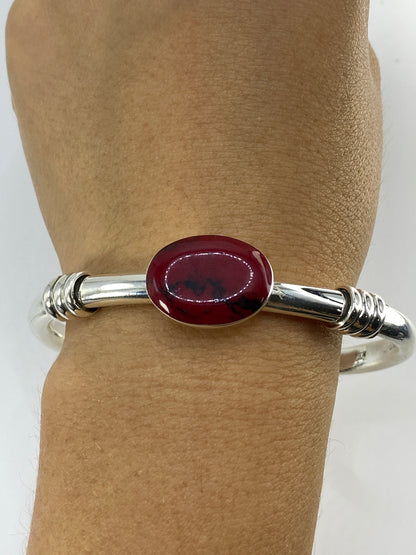 Brazalete de Plata con Coral Rojo — Taxco 925 — foto 6
