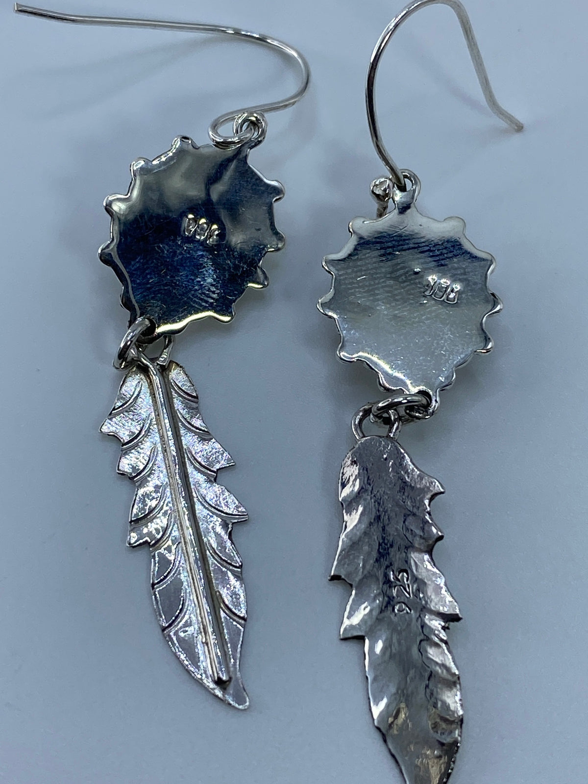 Aretes Plata Circonia Azul Diseño Pluma — Taxco 925 — foto 5