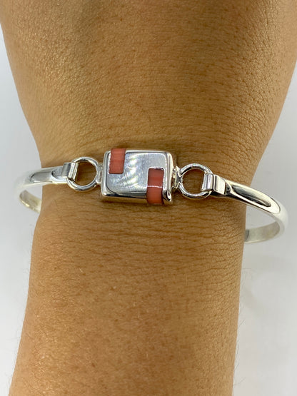 Brazalete Plata 925 Rigido con Coral — Taxco — foto 6