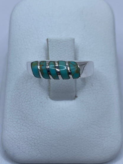 Anillo de plata 925 con turquesa azul cielo engastada, vista frontal