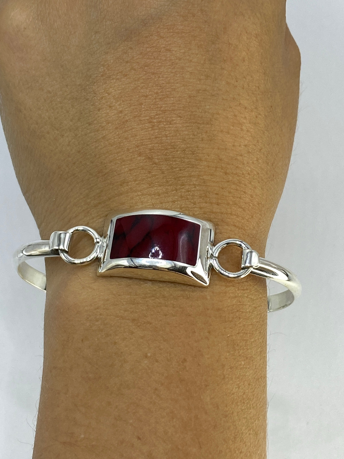 Brazalete Plata 925 con Coral Rojo — Taxco — foto 6