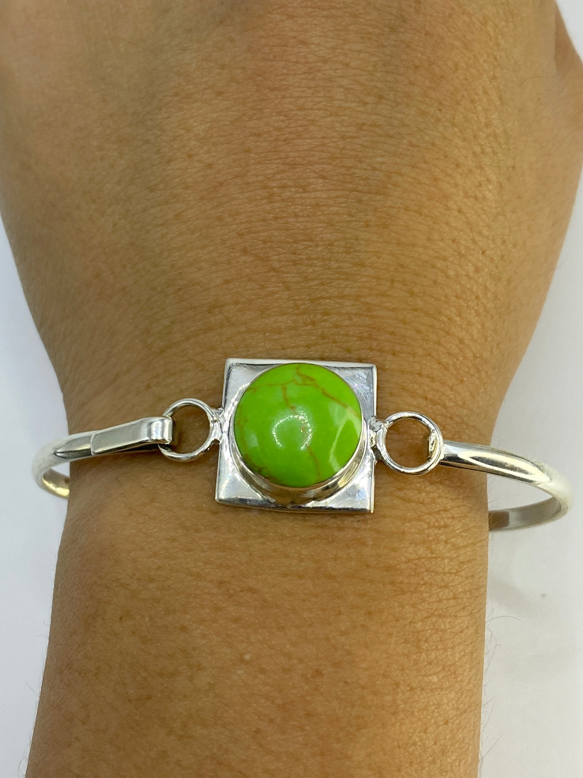 Brazalete de Plata Turquesa Verde Taxco 925 — foto 6