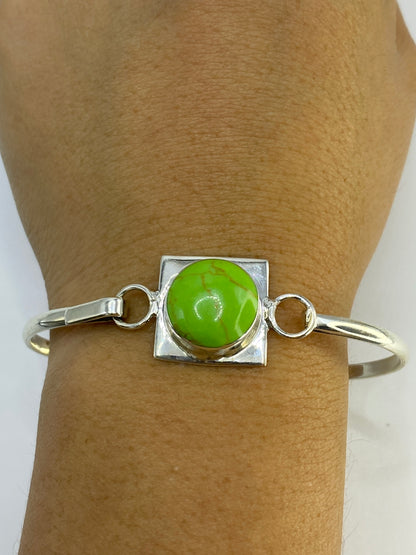 Brazalete de Plata Turquesa Verde Taxco 925 — foto 6