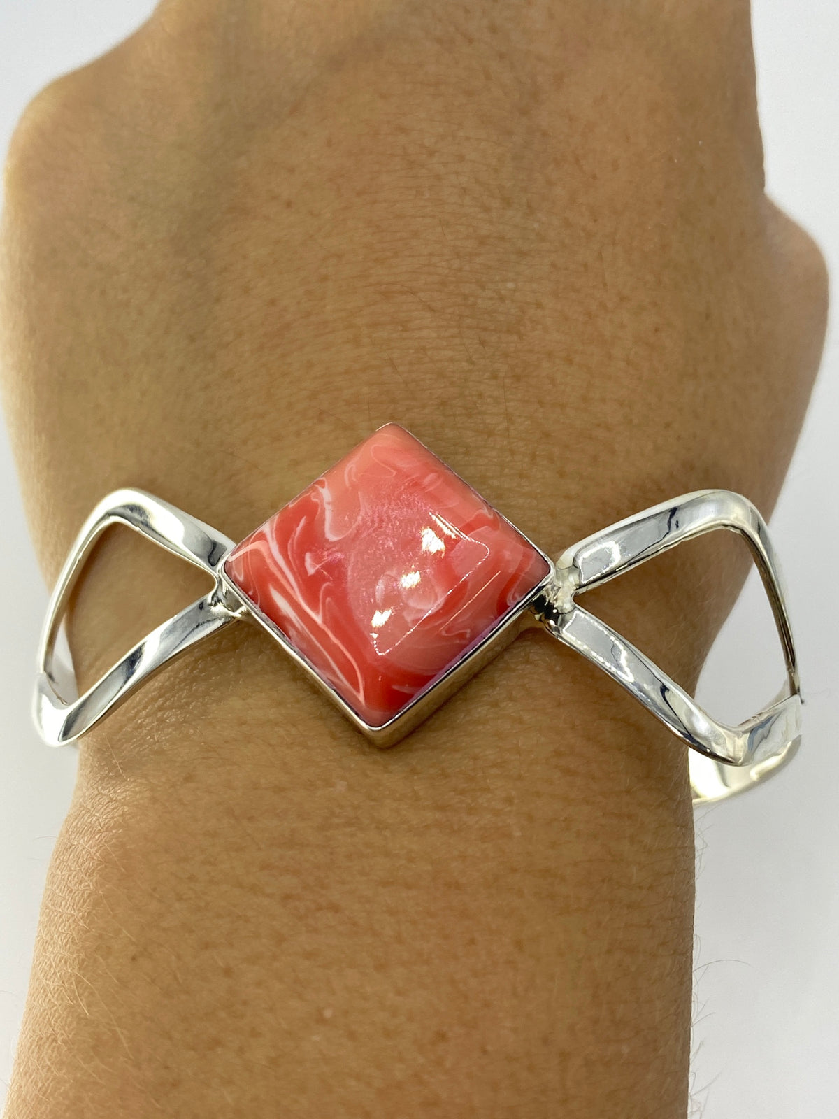 Brazalete Plata 925 con Coral Rosa — Taxco — foto 6