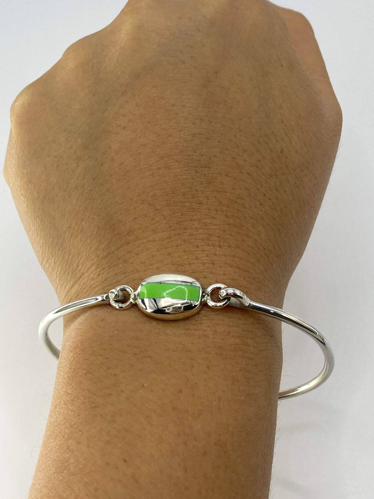 Brazalete de Plata 925 con Piedra Verde Olivo — Taxco — foto 6