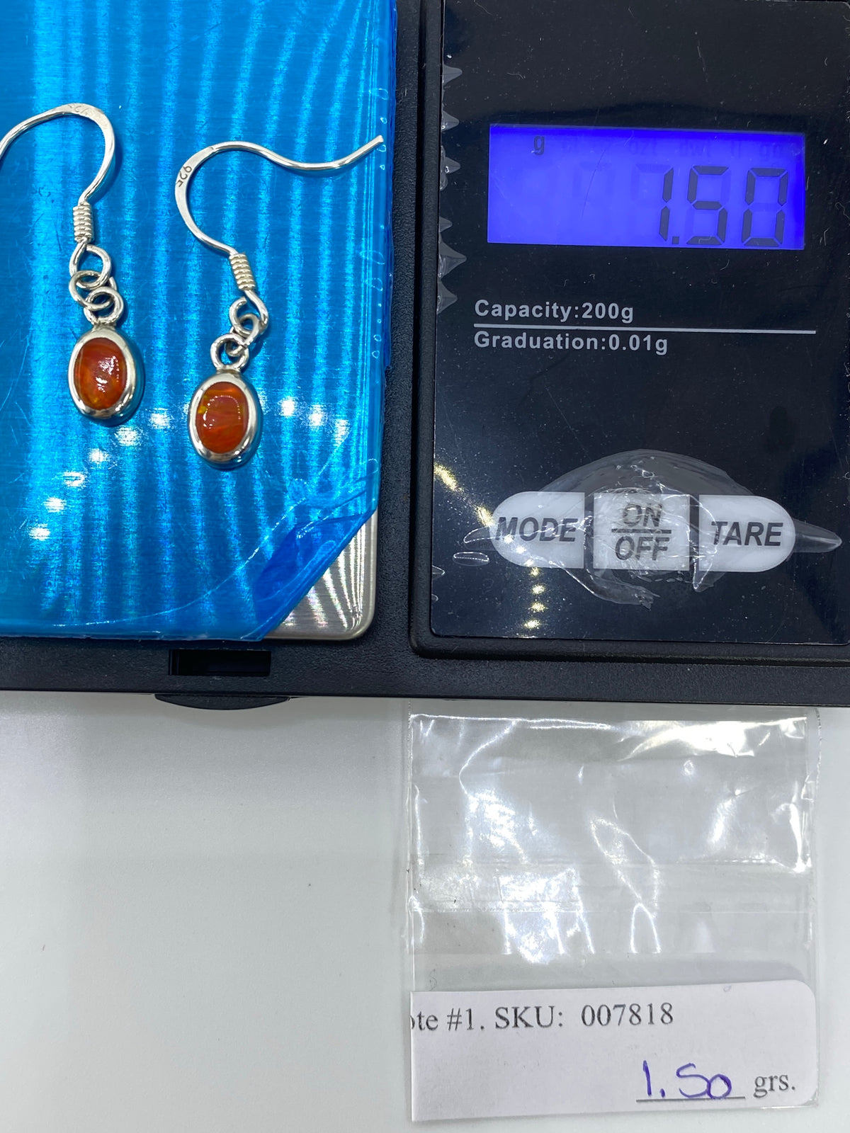 Aretes de Plata con Ópalo de Fuego Naranja — Taxco 950 — foto 6