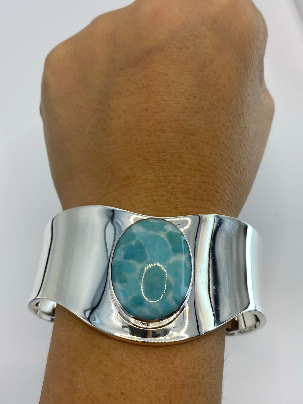Brazalete Plata Turquesa Azul Cielo — Taxco 925 — foto 6
