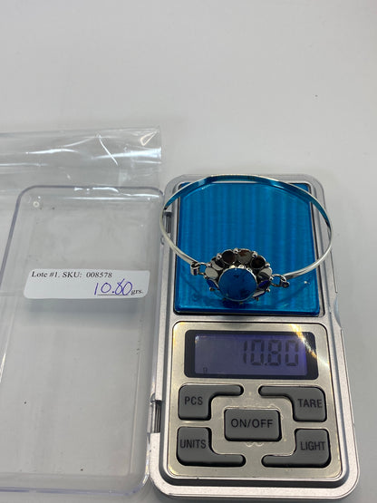 Pulsera Brazalete Plata Turquesa Azul — Taxco 925 — foto 7