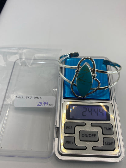 Brazalete de Plata 950 con Turquesa Azul Cielo — Taxco — foto 7