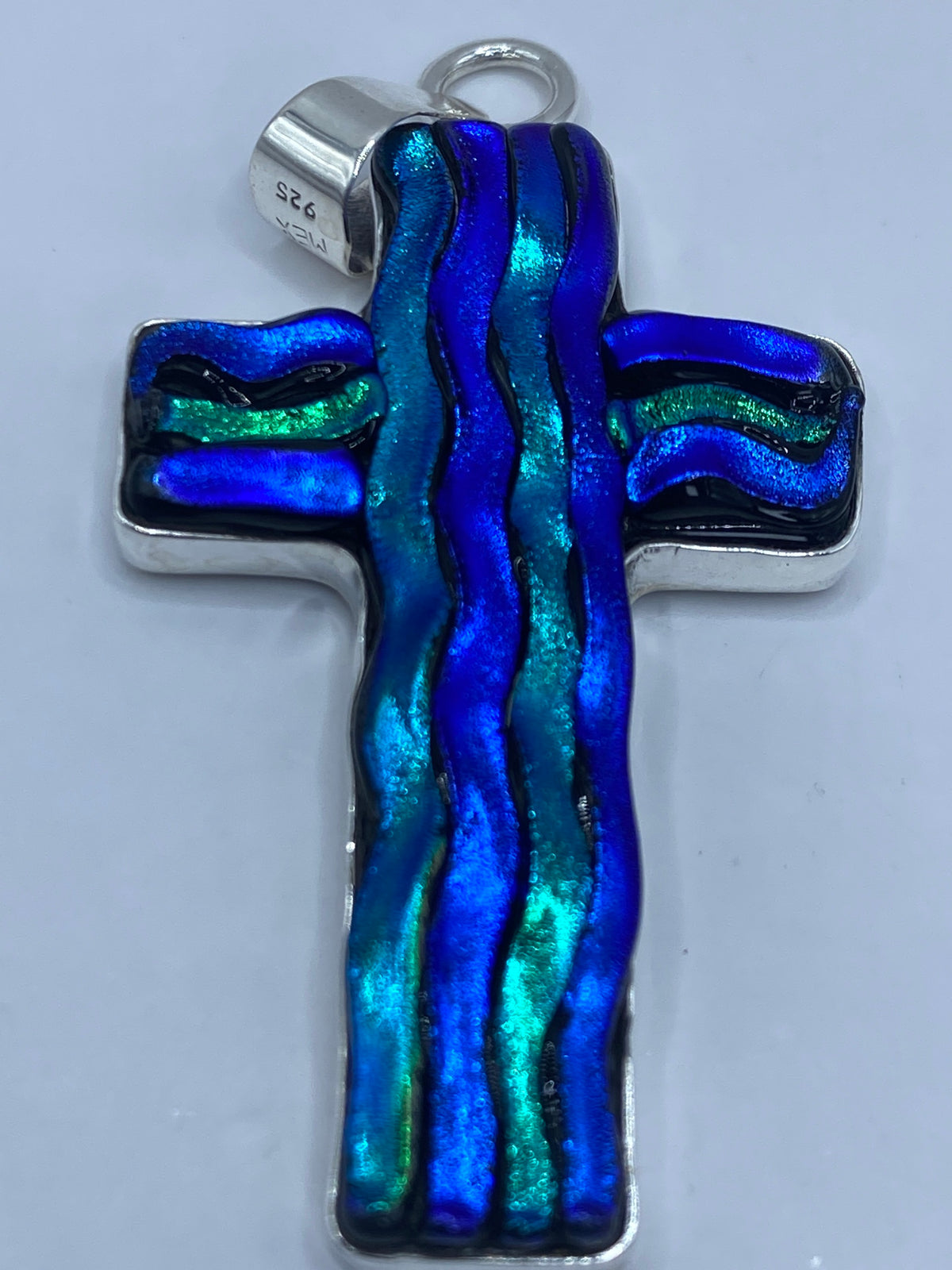 Cruz de Plata 925 con Incrustación Multicolor — Taxco — foto 5