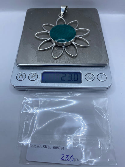 Dije Flor de Plata con Malaquita Verde — Taxco 950 — foto 6
