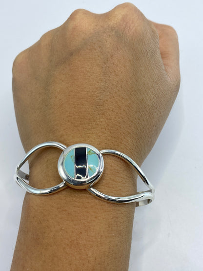 Brazalete de Plata Ónix y Turquesa — Taxco 925 — foto 6