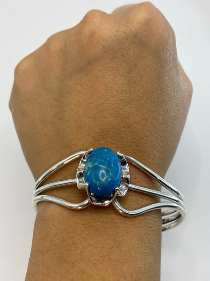 Brazalete Plata Turquesa Azul Cielo — Taxco 925 — foto 6