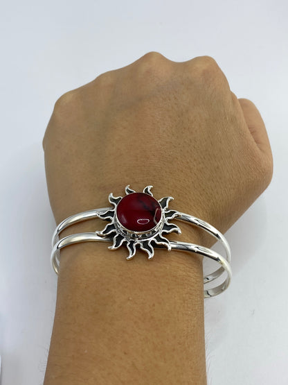Brazalete Plata 925 con Coral Rojo — Taxco — foto 6