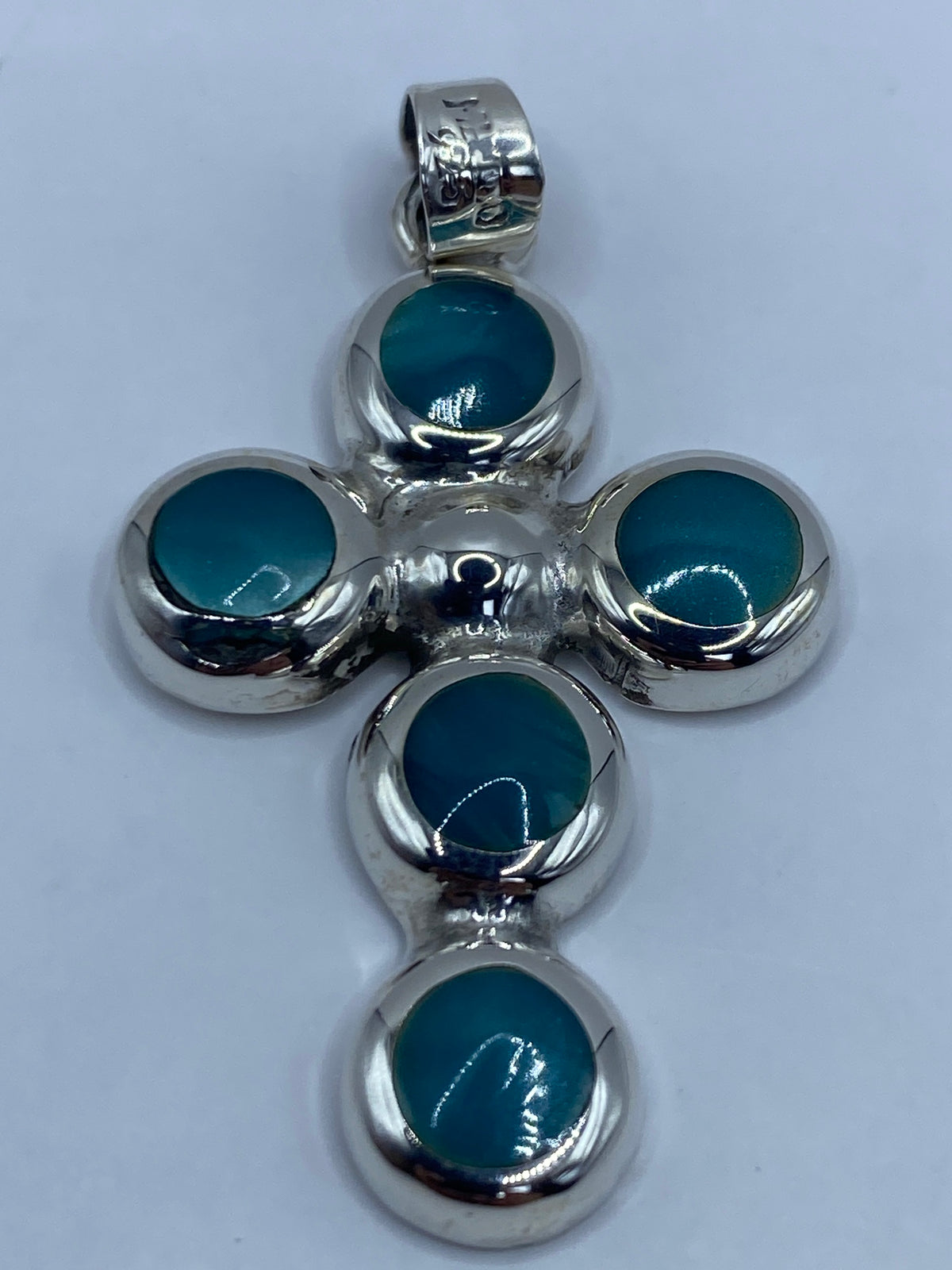 Dije Plata Cruz Ojo de Gato Azul — Taxco 925 — foto 5