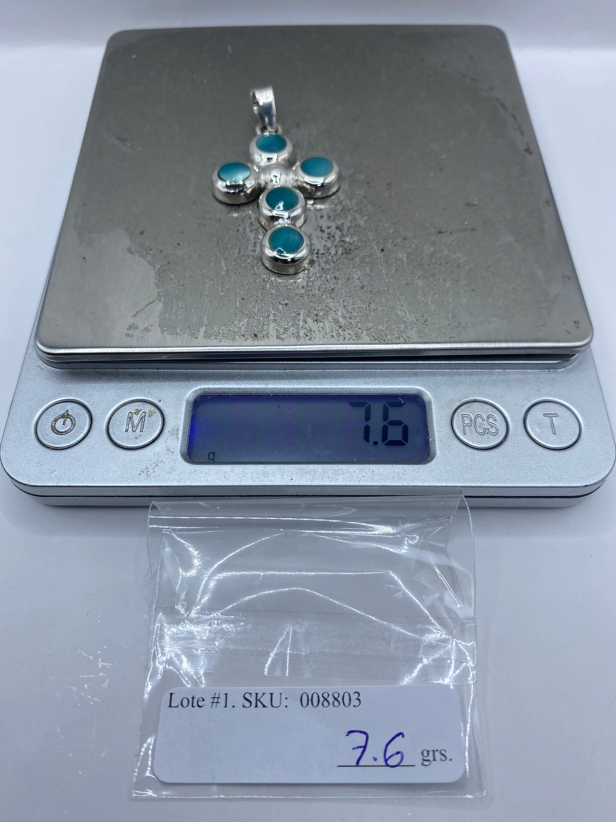 Dije Plata Cruz Ojo de Gato Azul — Taxco 925 — foto 6