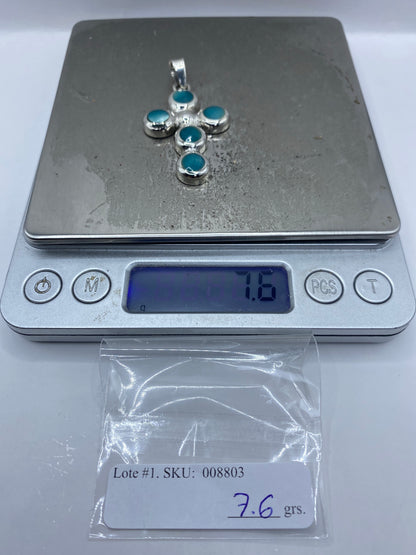 Dije Plata Cruz Ojo de Gato Azul — Taxco 925 — foto 6