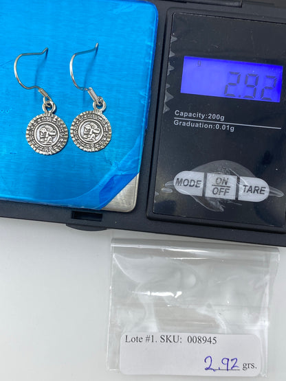 Aretes de Plata Repujado Calendario Azteca — Taxco 950 — foto 6