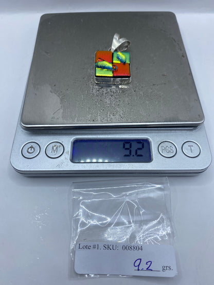 Dije Cuadrado Plata 925 con Piedra Roja — Taxco — foto 6
