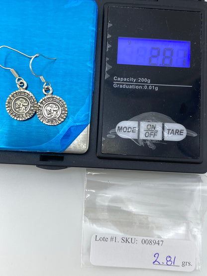 Aretes de Plata Repujado Calendario Azteca — Taxco 950 — foto 6