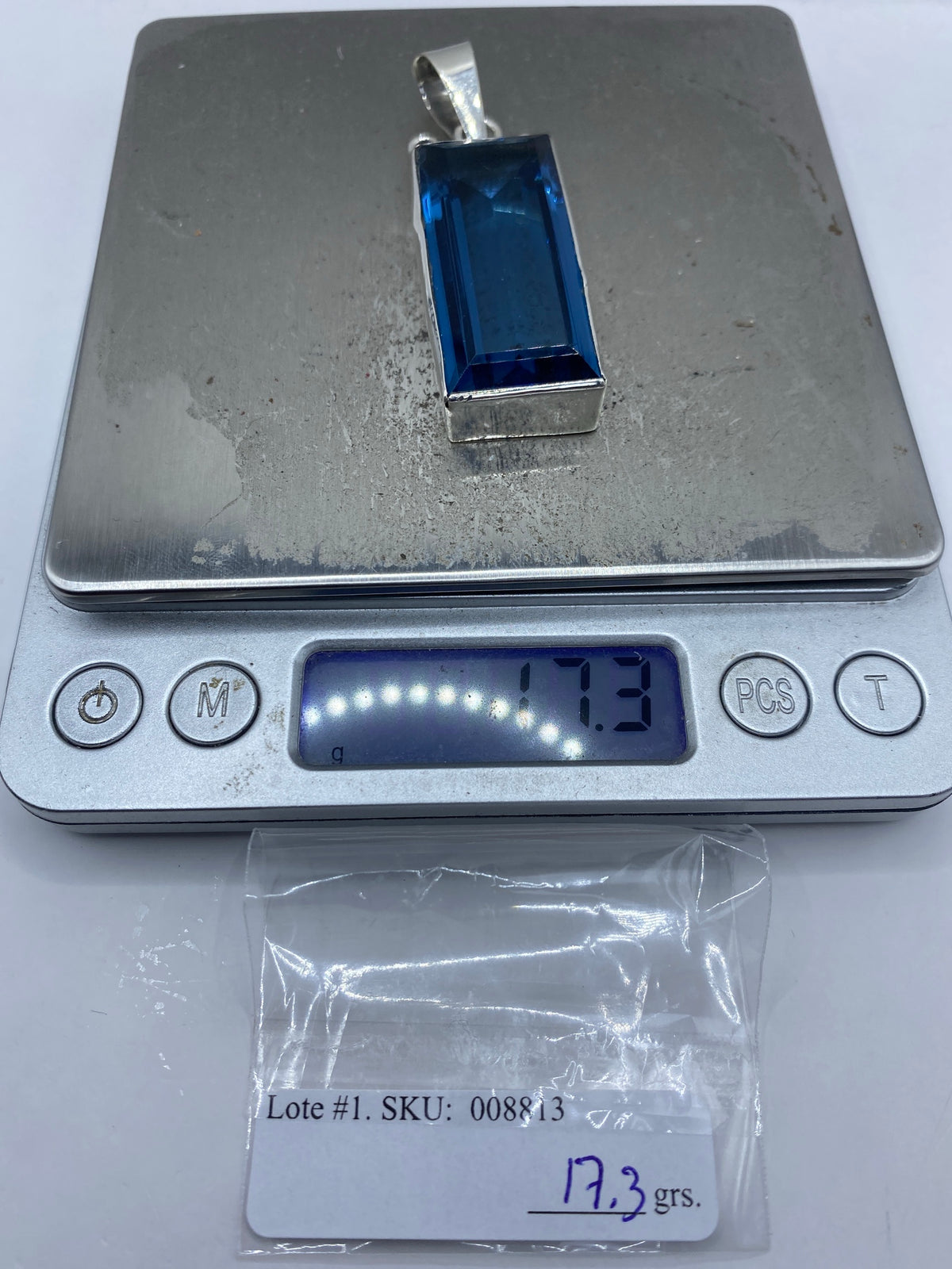 Dije Plata 950 Circonia Azul Rectangular — Taxco — foto 6