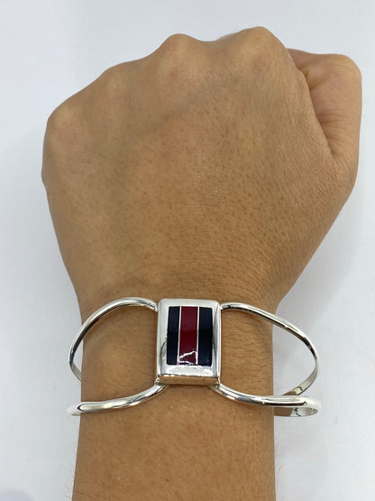 Brazalete de Plata con Coral y Ónix — Taxco 925 — foto 6