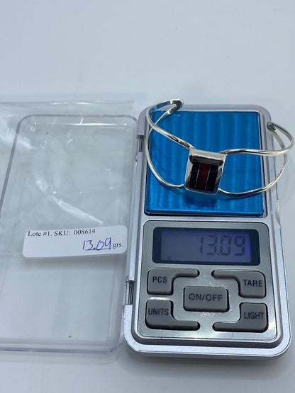 Brazalete de Plata con Coral y Ónix — Taxco 925 — foto 7