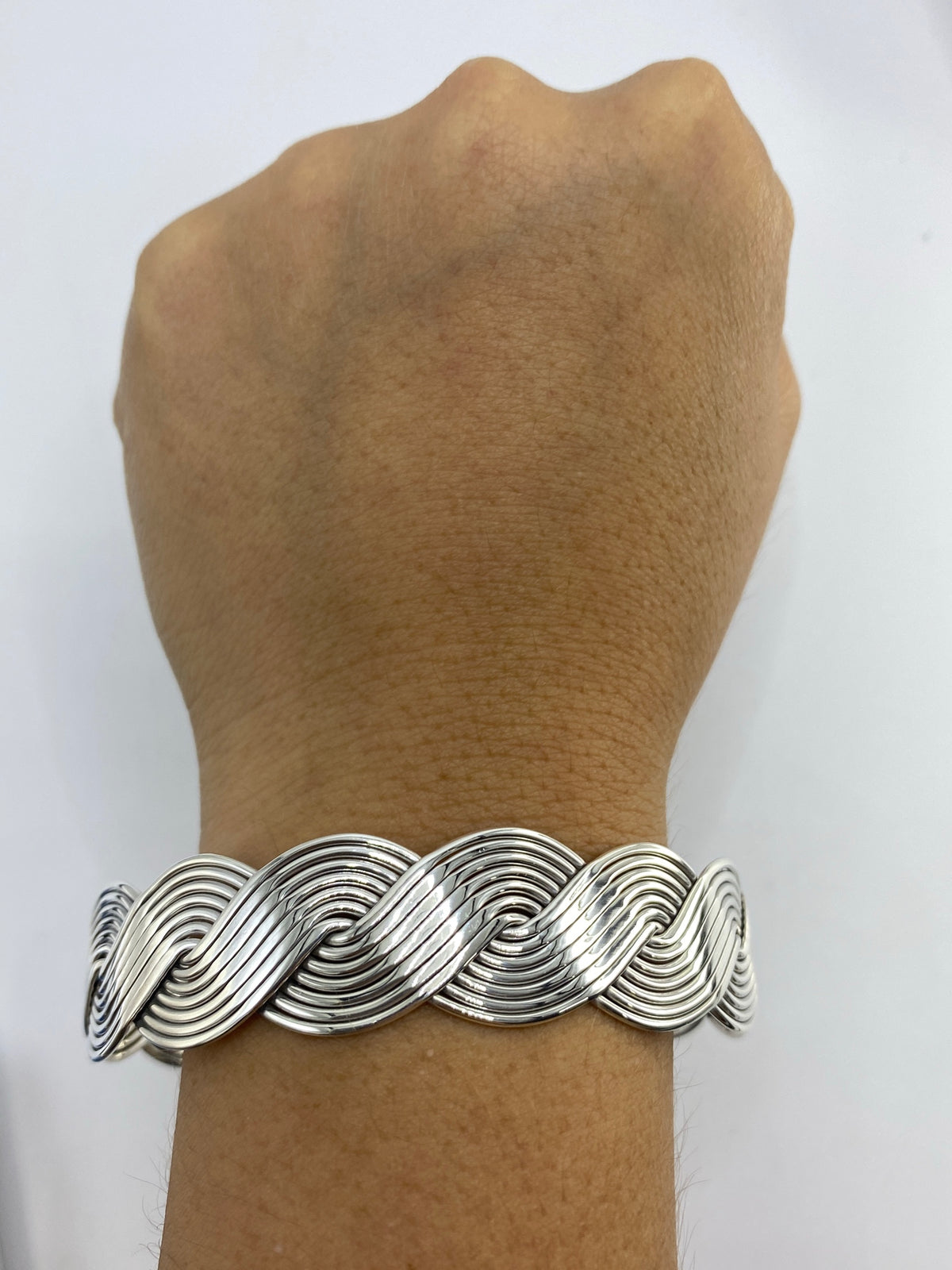 Brazalete Plata Cartoneado Taxco — Diseño Rígido 925 — foto 6