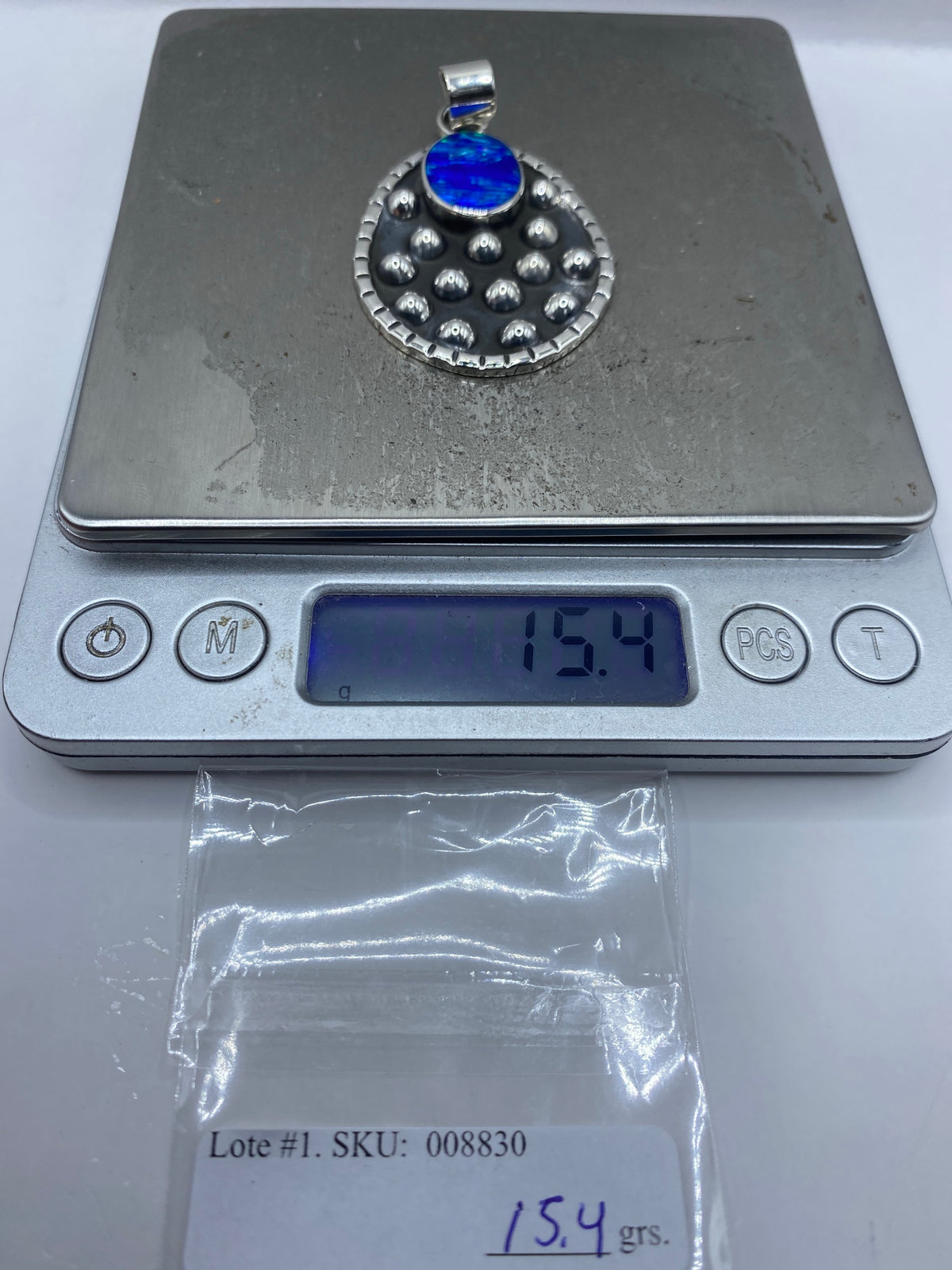 Dije Ópalo de Fuego Azul con Granulados — Plata 925 Taxco — foto 6