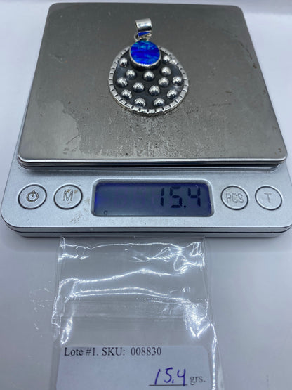 Dije Ópalo de Fuego Azul con Granulados — Plata 925 Taxco — foto 6