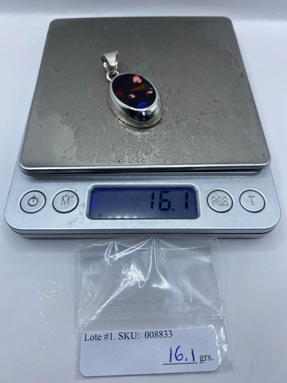 Dije Ovalado Plata 925 con Piedras Multicolor — Taxco — foto 6