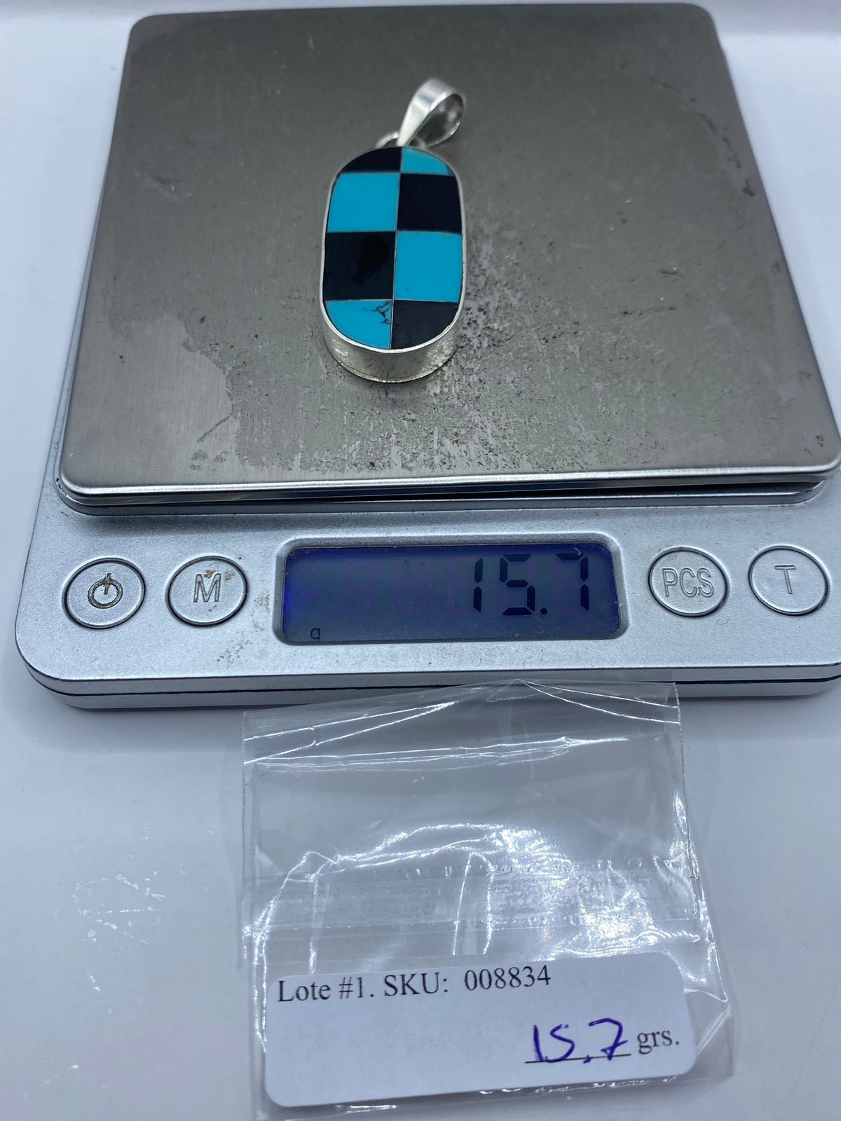 Dije Plata Tablero Turquesa y Ónix — Taxco 925 — foto 6