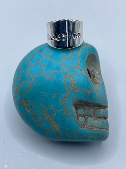 Dije Calavera de Plata 950 con Turquesa y Ópalo de Fuego — foto 5